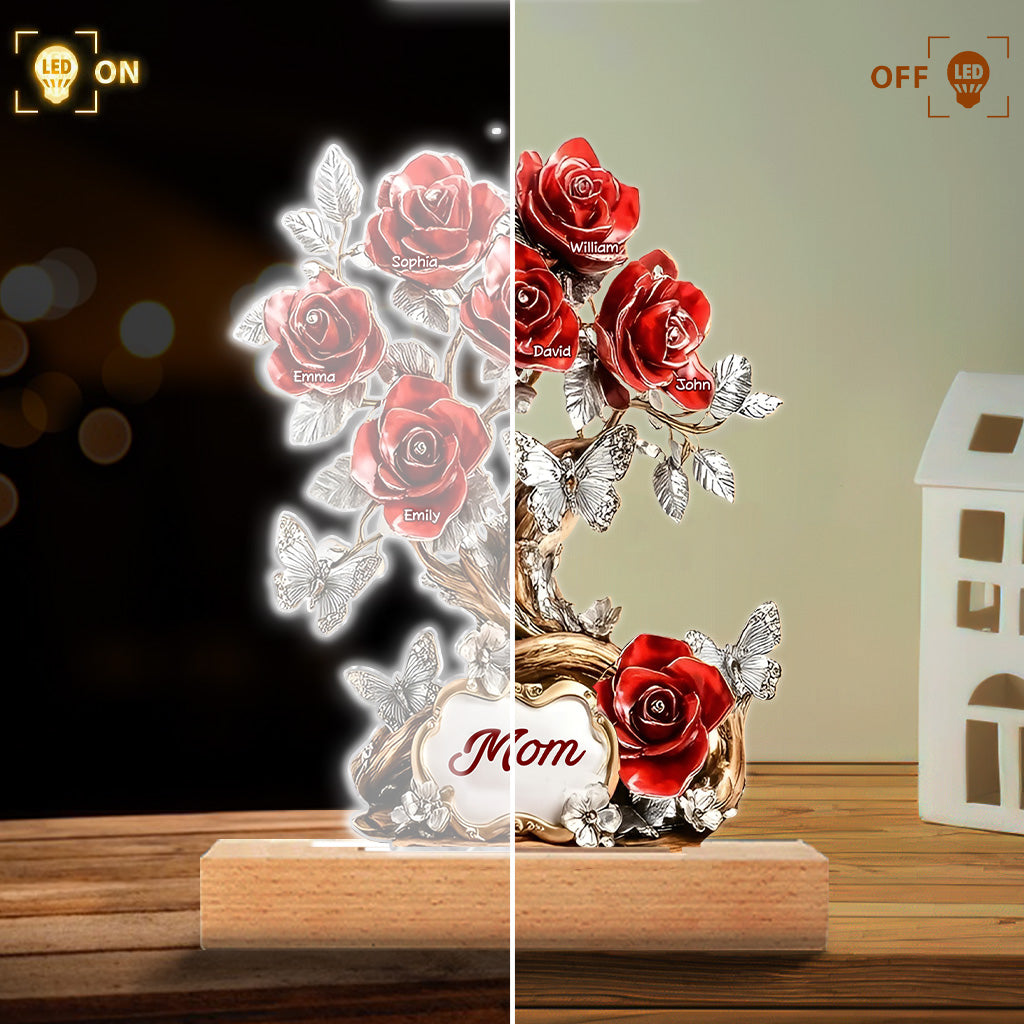 Blumen für Mama – Personalisierte Acrylplakette in individueller Form für die Mutter