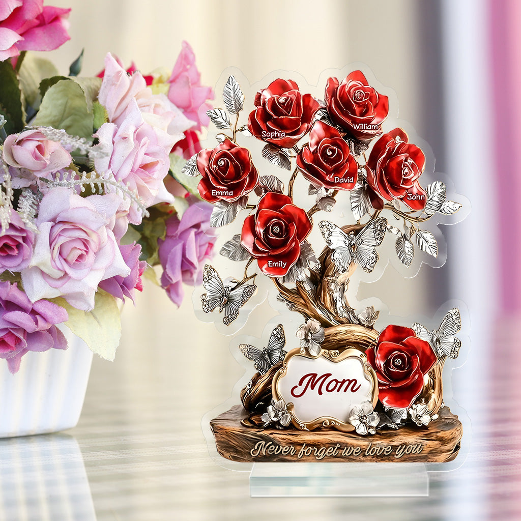 Blumen für Mama – Personalisierte Acrylplakette in individueller Form für die Mutter