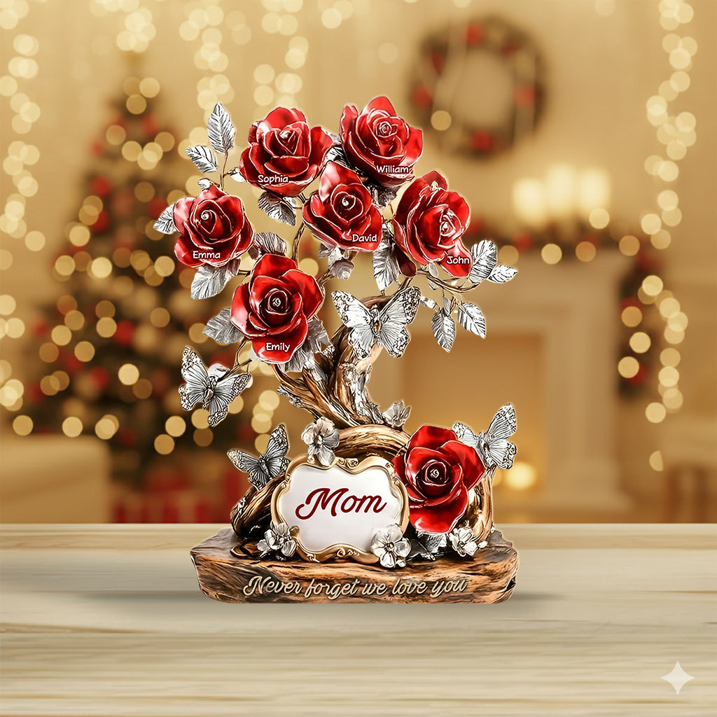 Weihnachtsgeschenk mit Blumenmuster für Mama, Oma – personalisierte Acrylplakette in individueller Form