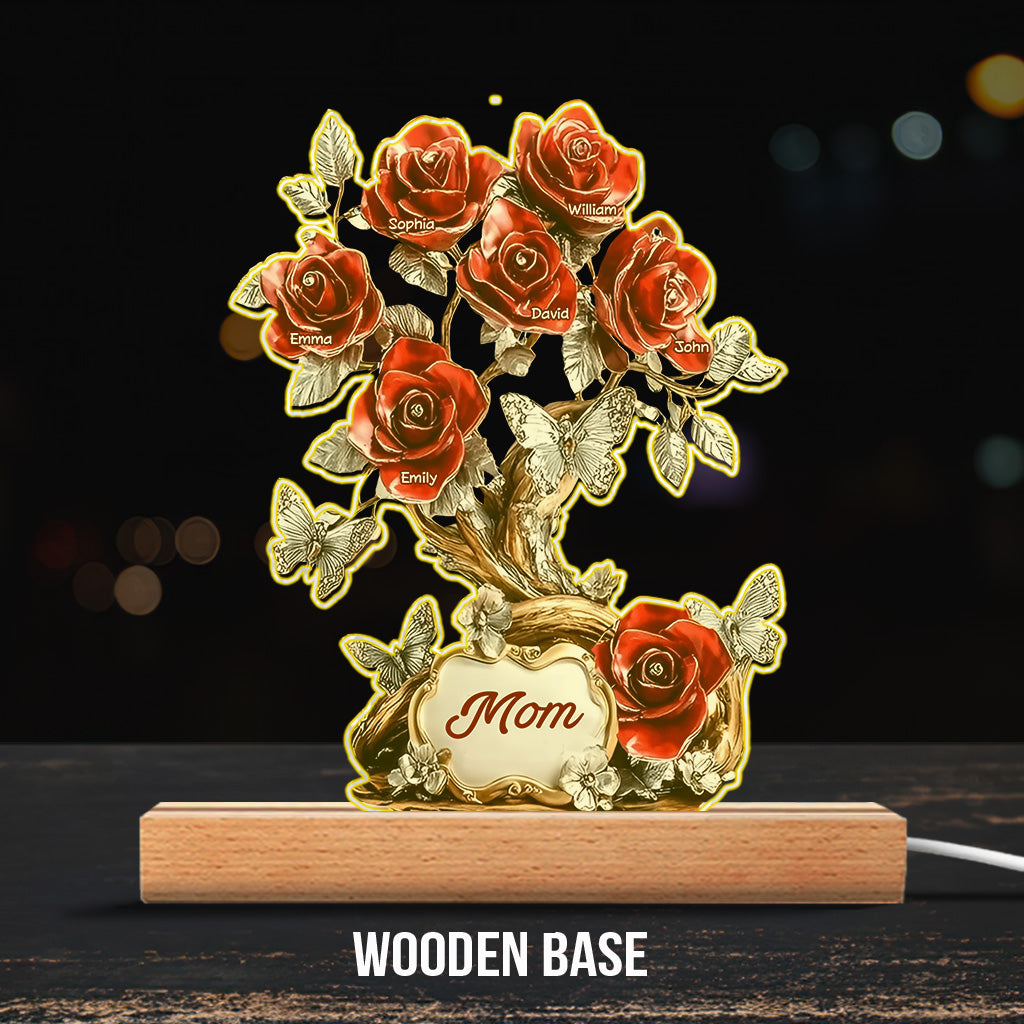 Blumen für Mama – Personalisierte Acrylplakette in individueller Form für die Mutter