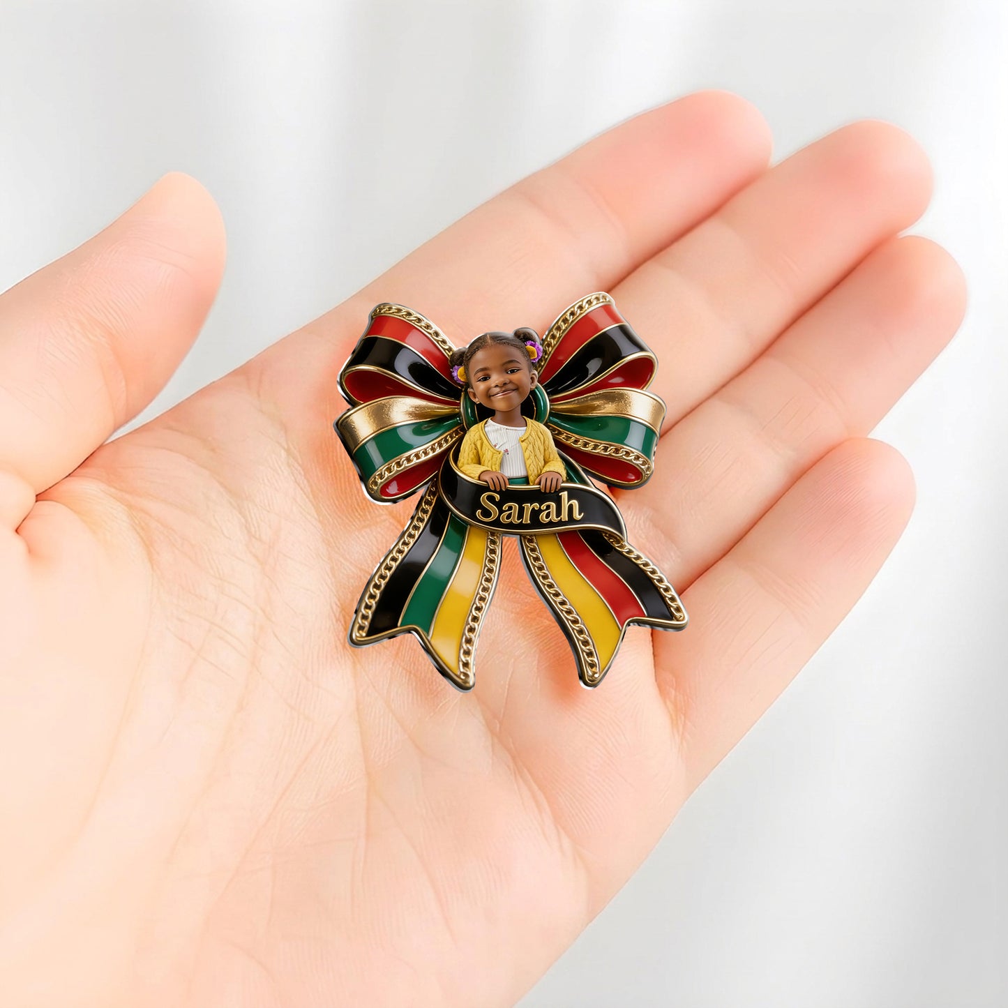 Freiheit feiern 1865 - Personalisierte Juneteenth 3D-Relief-Emailleschließe