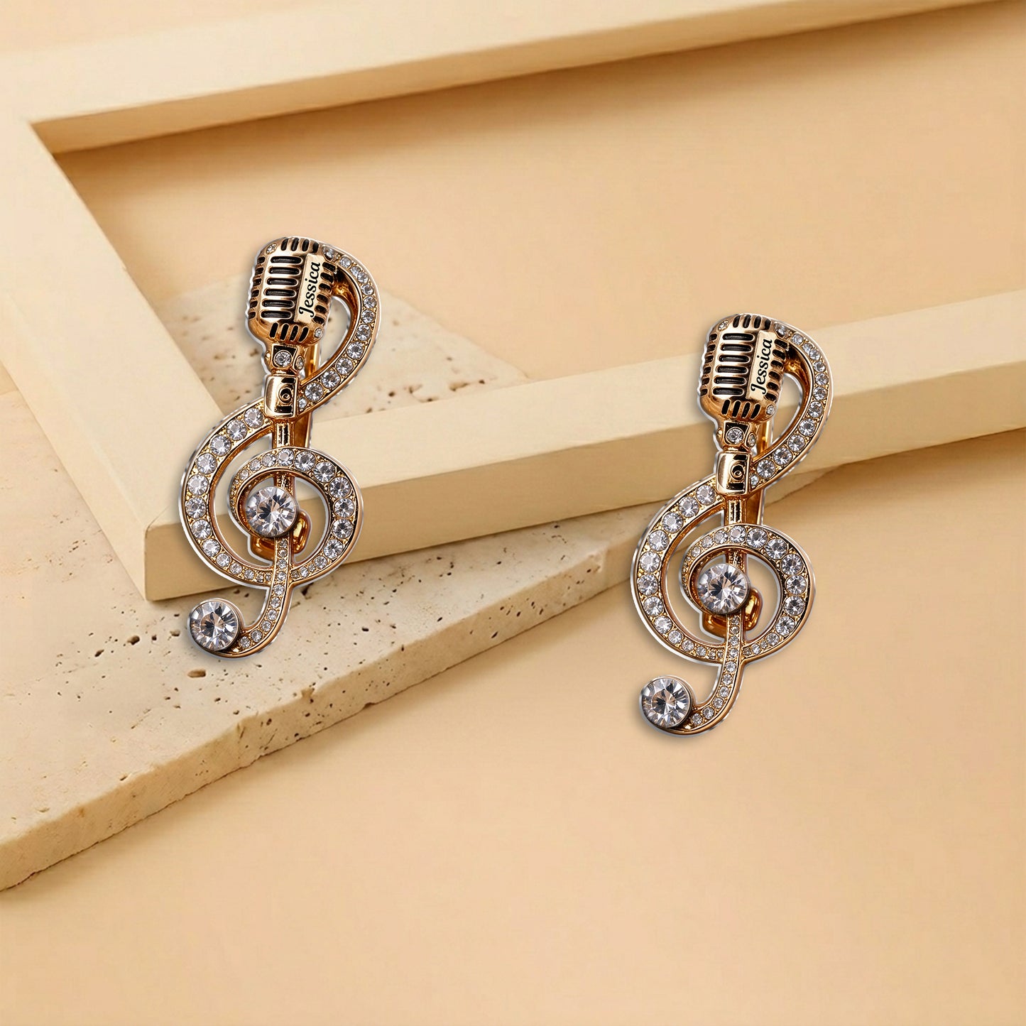 Microphone Music Brooch Classic Note, Birthstone Music Pin - Personalized Music 3D Embossed Enamel Pin