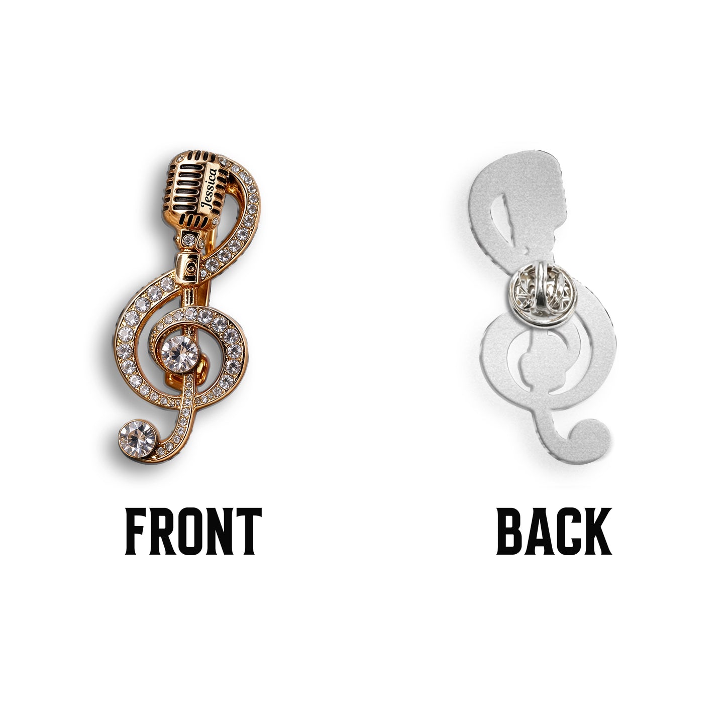 Microphone Music Brooch Classic Note, Birthstone Music Pin - Personalized Music 3D Embossed Enamel Pin