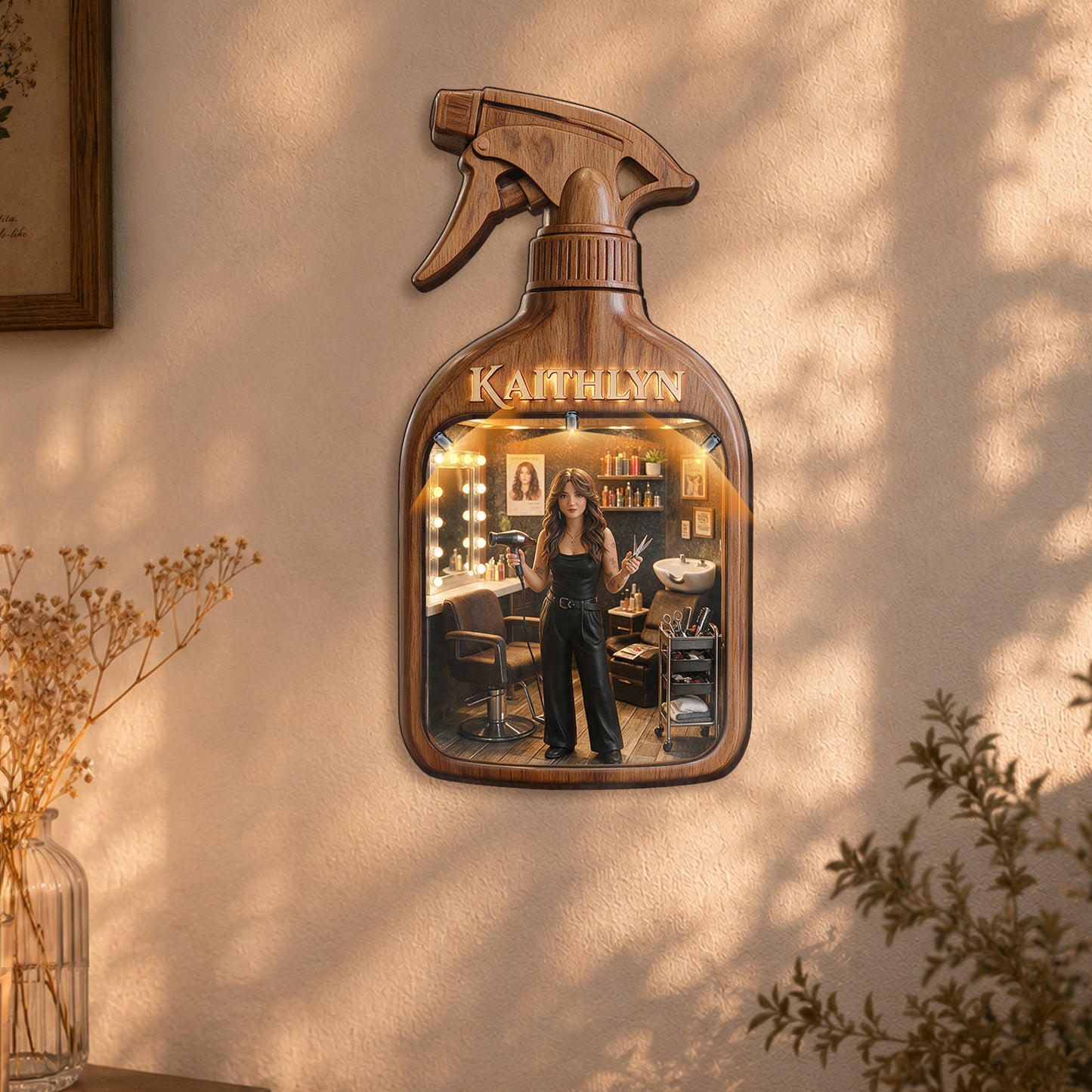 Best Hairdresser Ever - Personalized Hairdresser Wooden Light Shadow Box
