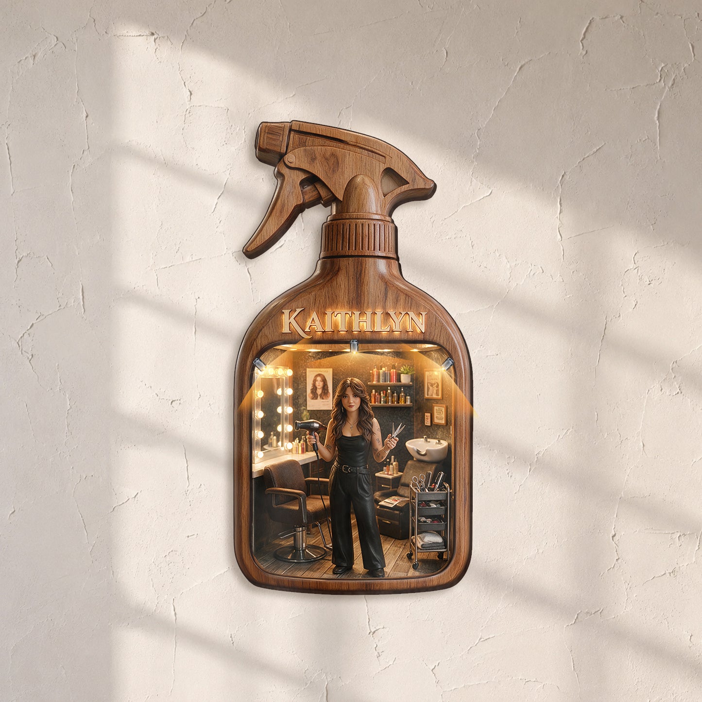 Best Hairdresser Ever - Personalized Hairdresser Wooden Light Shadow Box