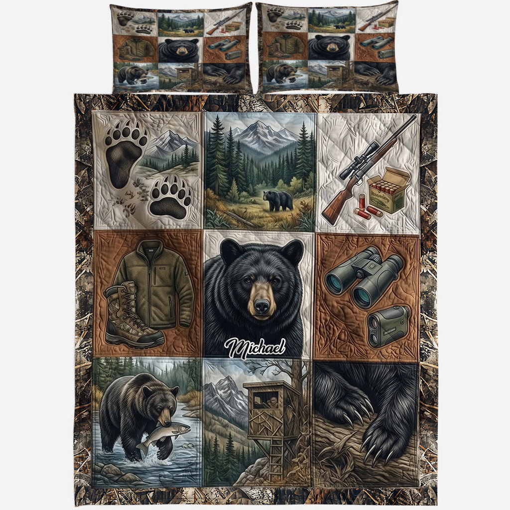 Bear Hunting - Personalized Hunting Quilt Set