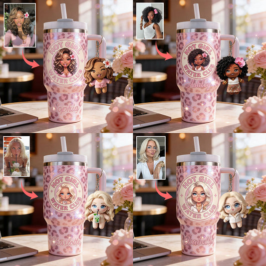 Hot Girl Water's Club, Gift for Women - Personalized Self love Tumbler With Plush Charm