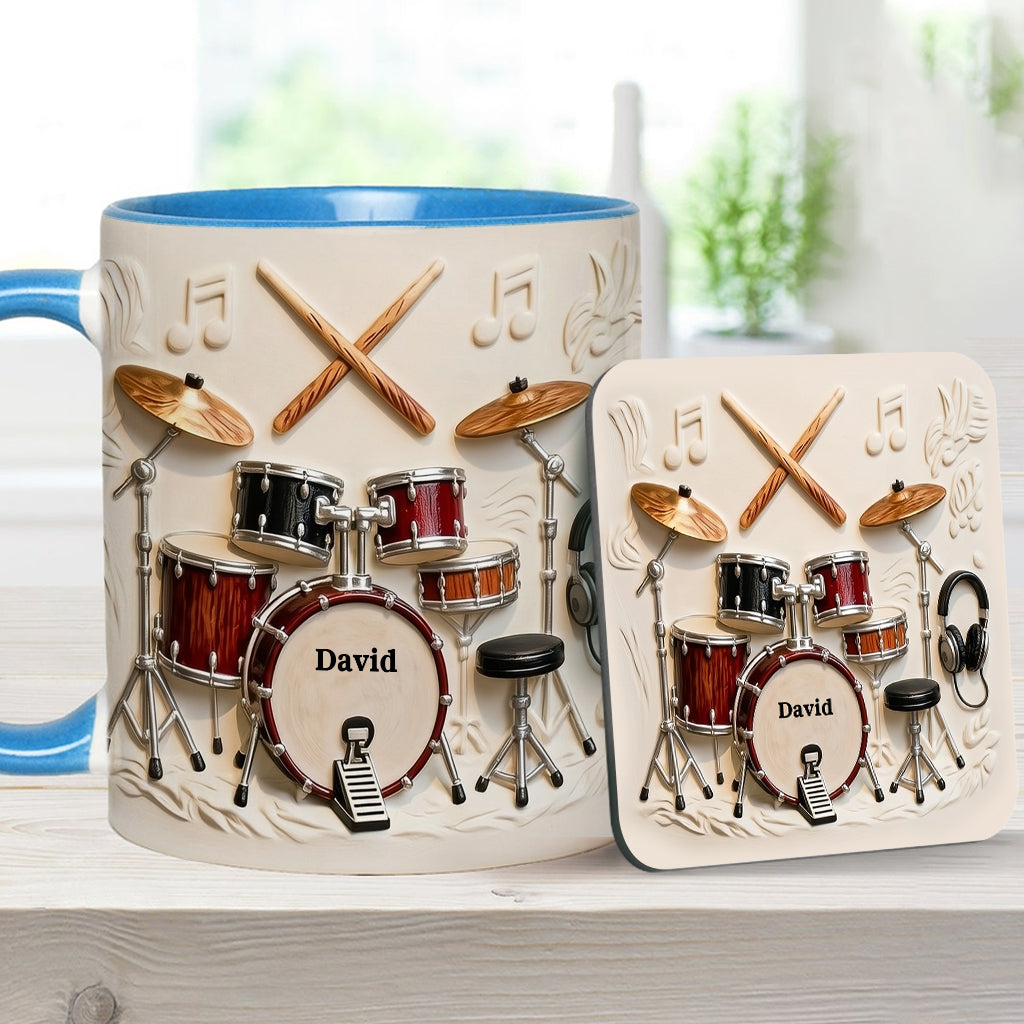 Fantastischer Schlagzeuger – Personalisierte Tasse und Untersetzer mit Schlagzeugmotiv