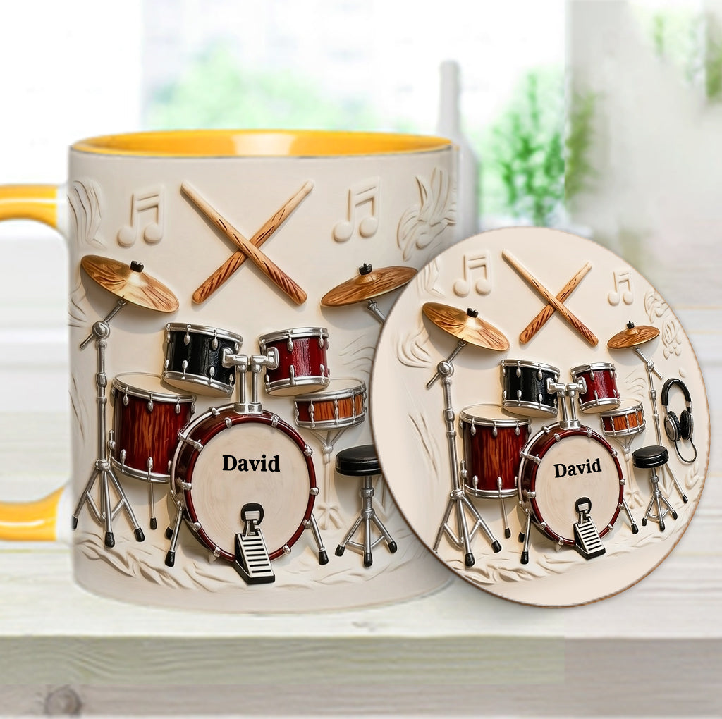 Fantastischer Schlagzeuger – Personalisierte Tasse und Untersetzer mit Schlagzeugmotiv