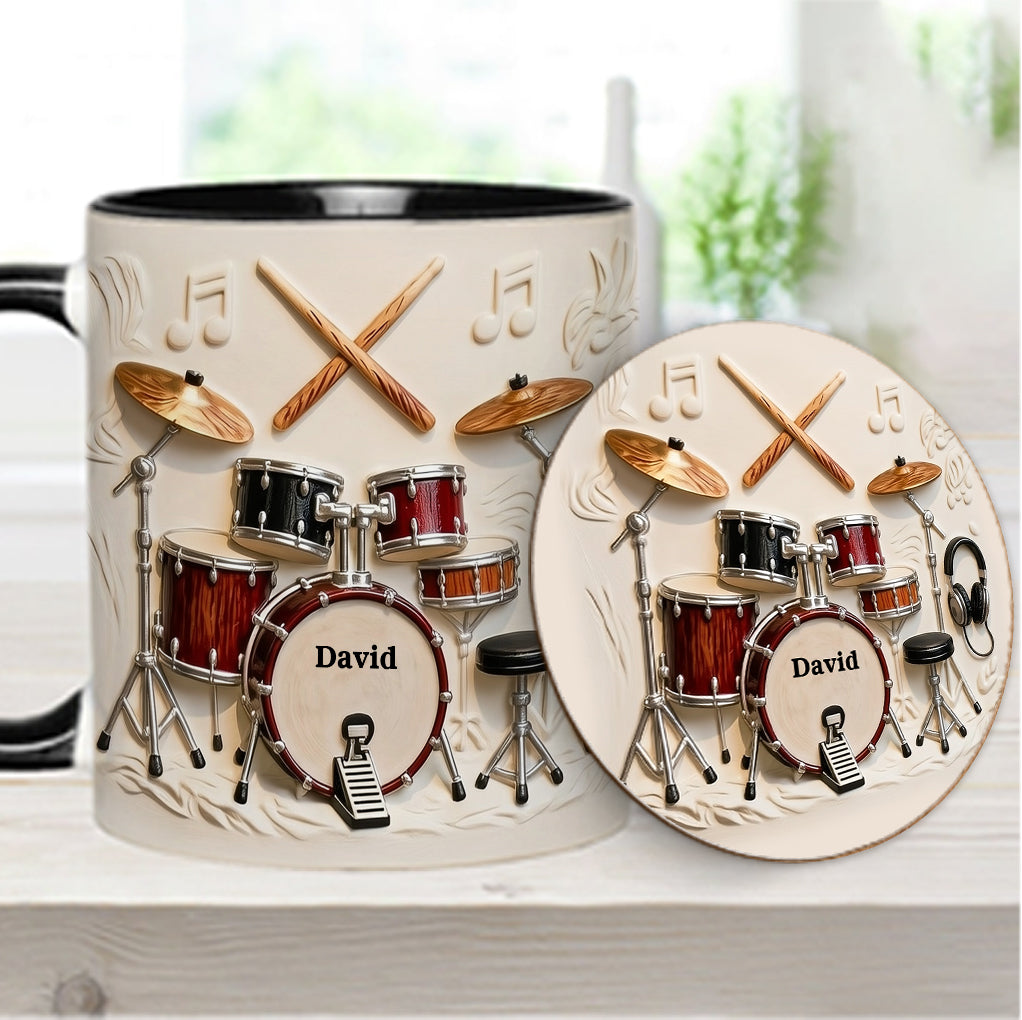 Fantastischer Schlagzeuger – Personalisierte Tasse und Untersetzer mit Schlagzeugmotiv