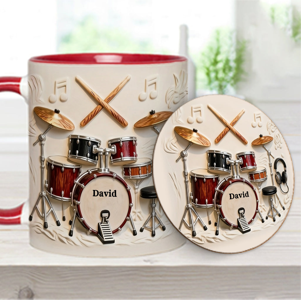 Fantastischer Schlagzeuger – Personalisierte Tasse und Untersetzer mit Schlagzeugmotiv