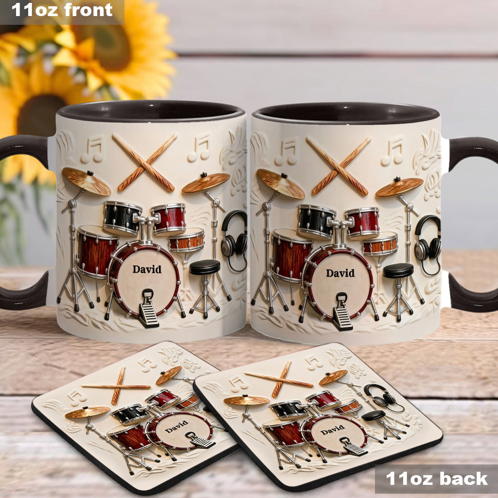 Fantastischer Schlagzeuger – Personalisierte Tasse und Untersetzer mit Schlagzeugmotiv