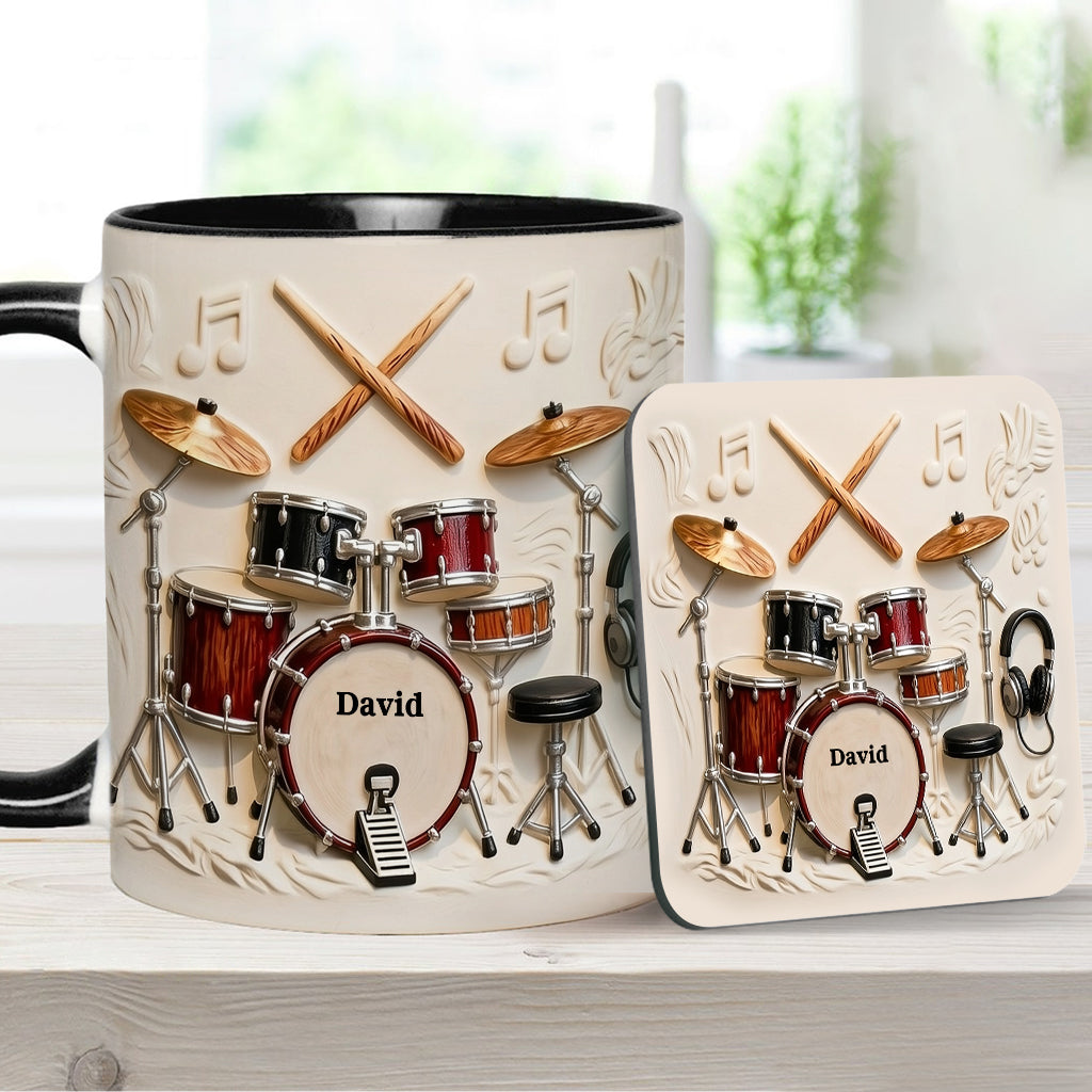Fantastischer Schlagzeuger – Personalisierte Tasse und Untersetzer mit Schlagzeugmotiv