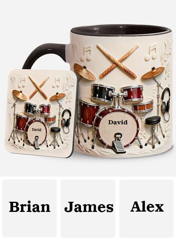 Fantastischer Schlagzeuger – Personalisierte Tasse und Untersetzer mit Schlagzeugmotiv