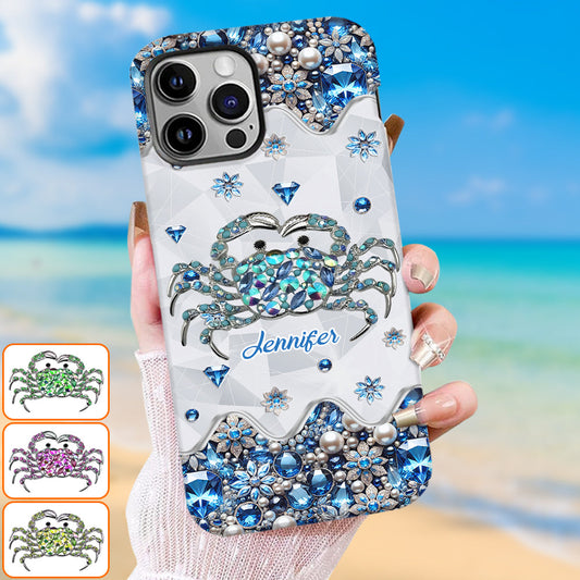 Elegant Blue Crab - Personalized Sea Lover Full Print Phone Case