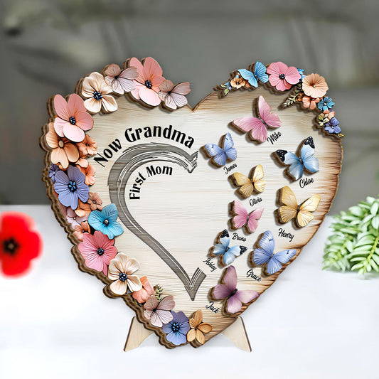 First Mom Now Grandma - Personalized Grandma 2 Layered Wood Sign / Wood Plaque