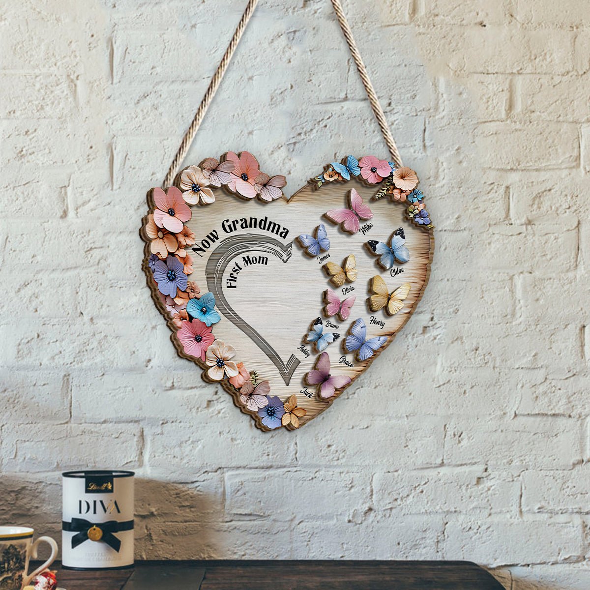 First Mom Now Grandma - Personalized Grandma 2 Layered Wood Sign / Wood Plaque