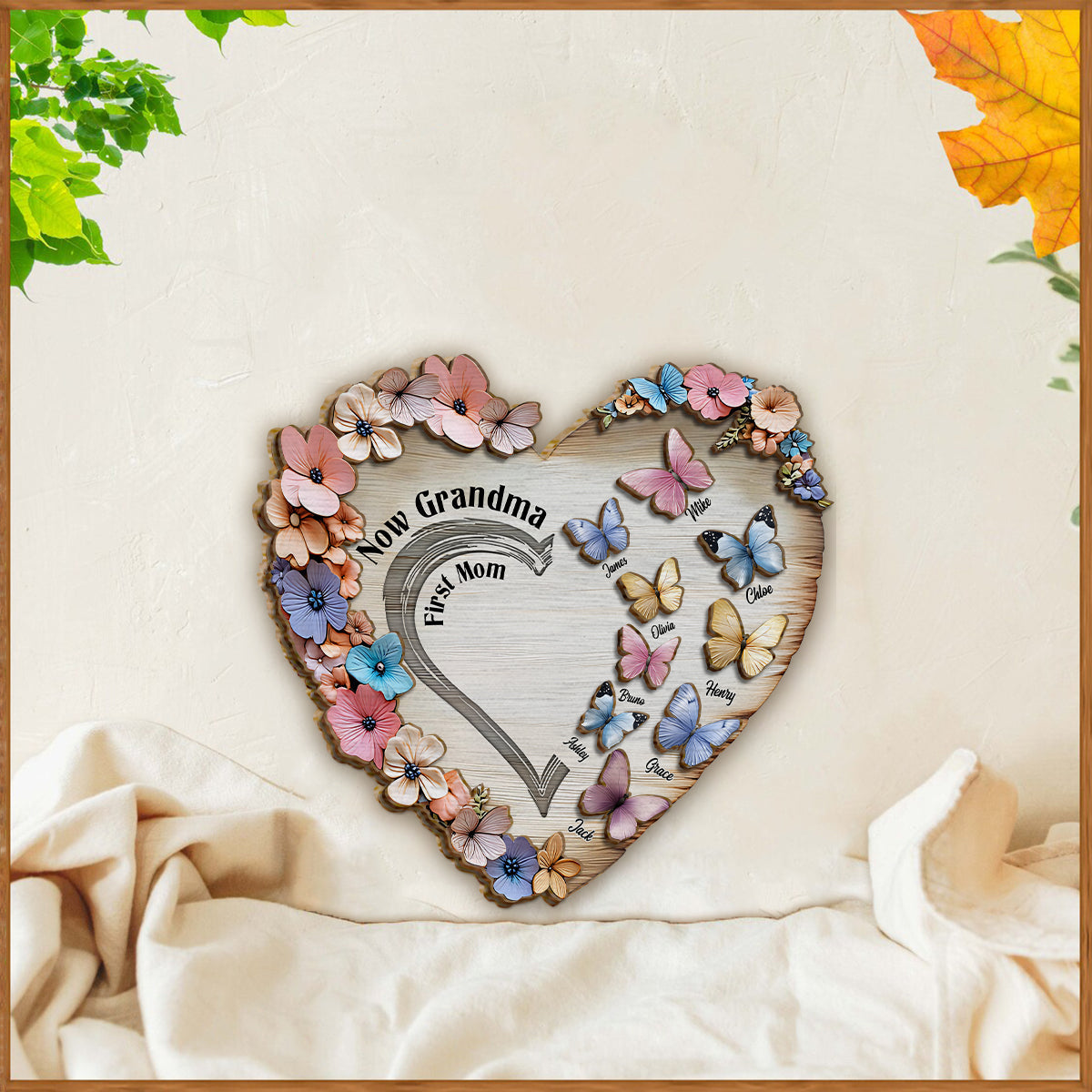 First Mom Now Grandma - Personalized Grandma 2 Layered Wood Sign / Wood Plaque