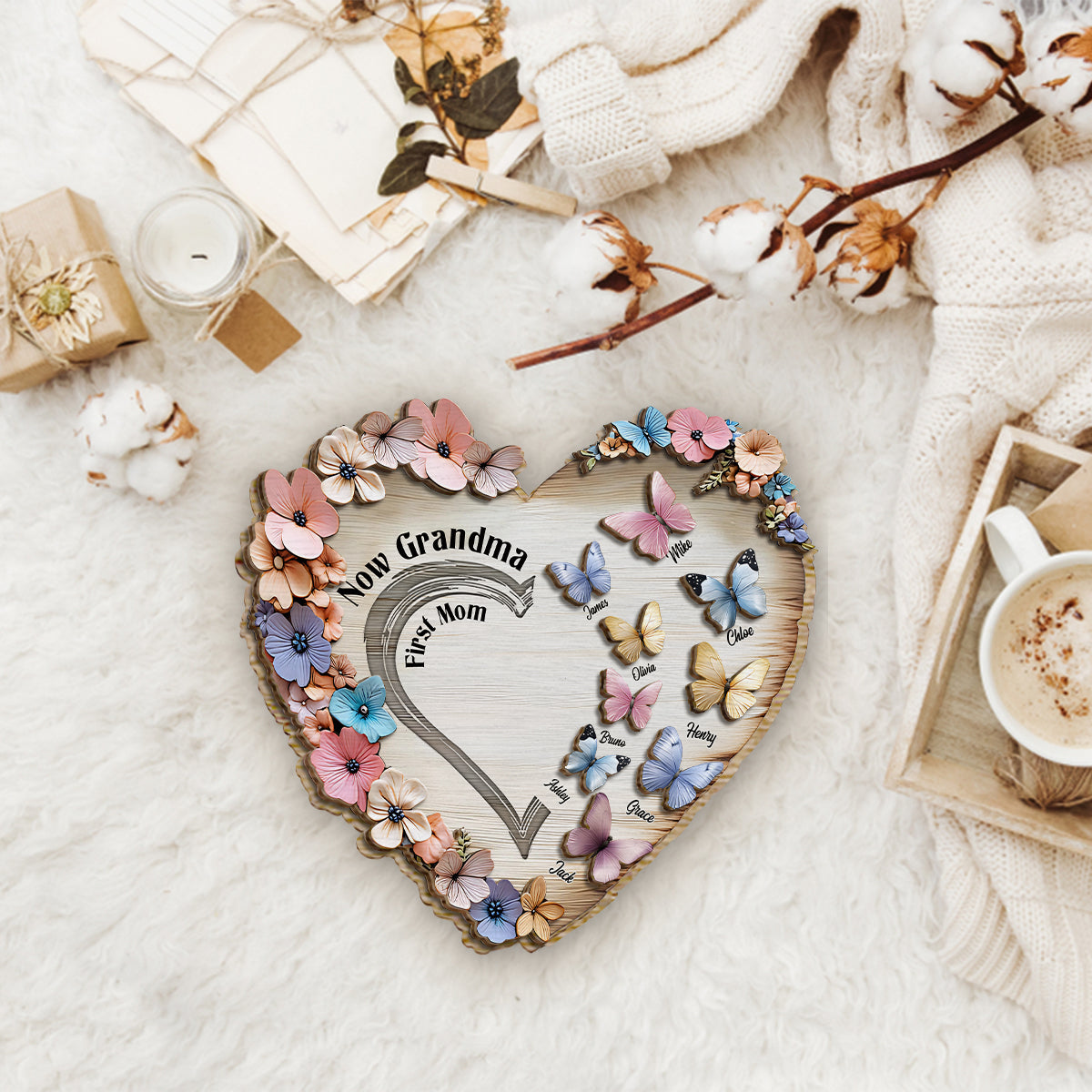 First Mom Now Grandma - Personalized Grandma 2 Layered Wood Sign / Wood Plaque