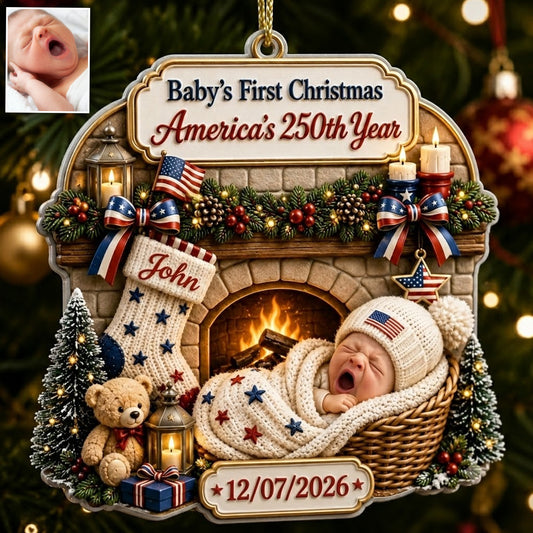Baby 1. Weihnachten - Personalisierte Premium 3D-Ornament für Neugeborene