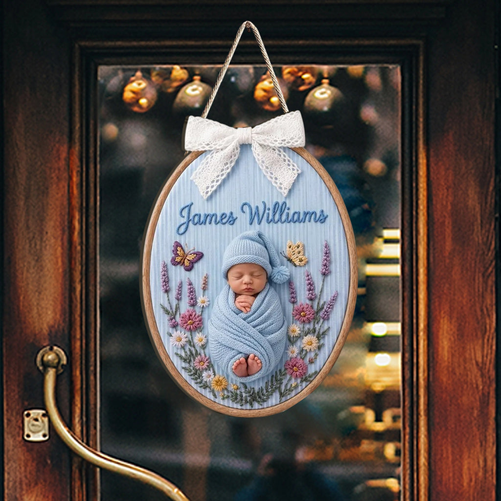 Beautiful Baby Gift - Personalized Newborn Custom Shaped Wood Sign