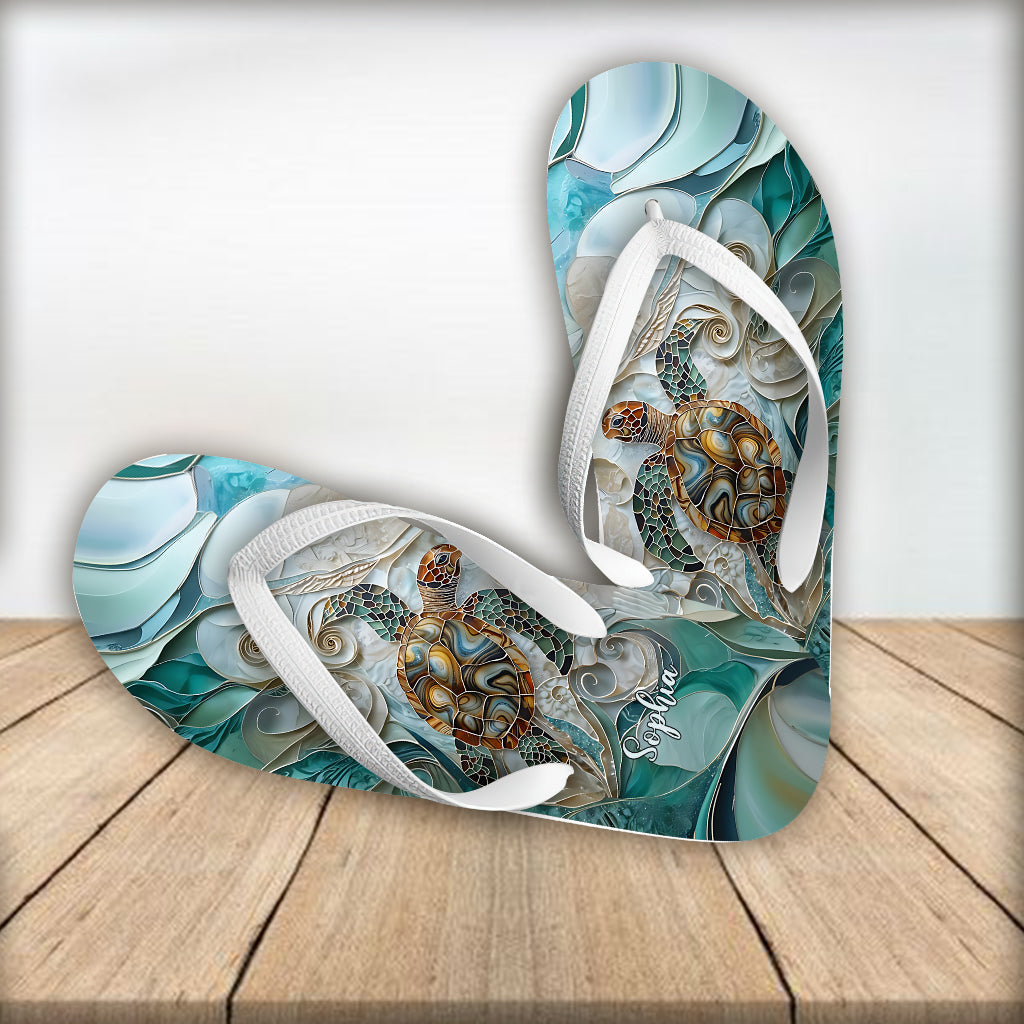 Turtle Lovers - Personalized Turtle Flip Flops
