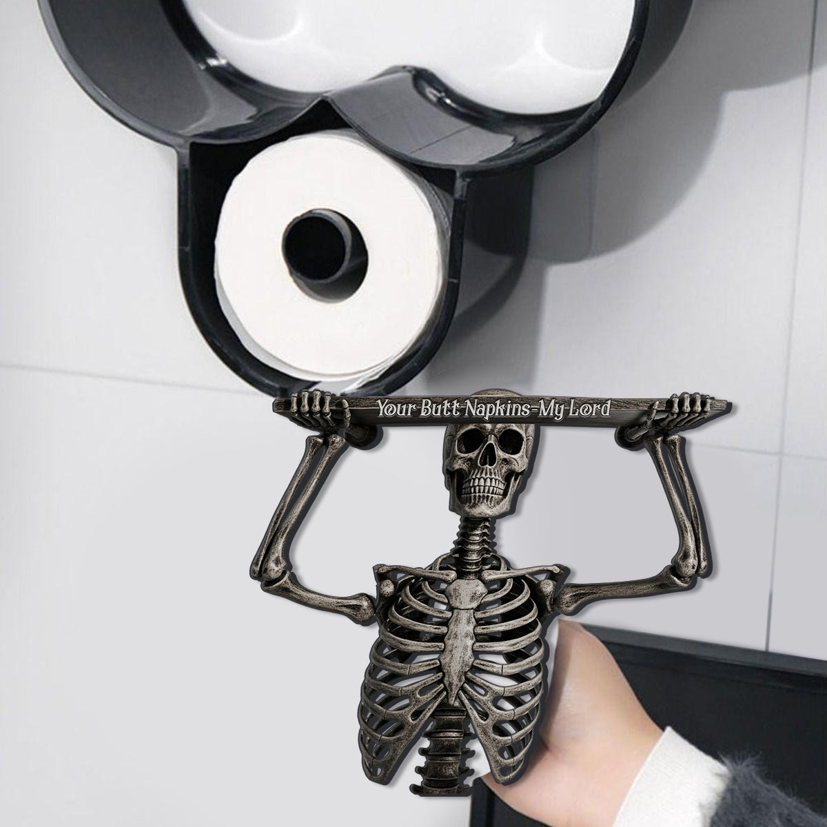 Witzige Badezimmerdeko – Personalisierter Totenkopf-Toilettenpapierhalter