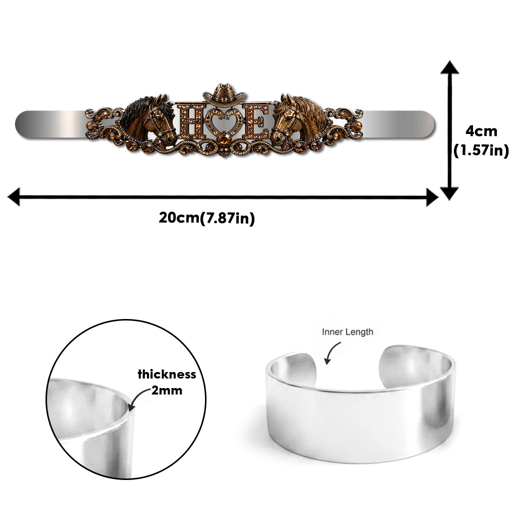 Forever Love Initial Couple Gift - Personalized Horse Shaped Cuff Bracelet