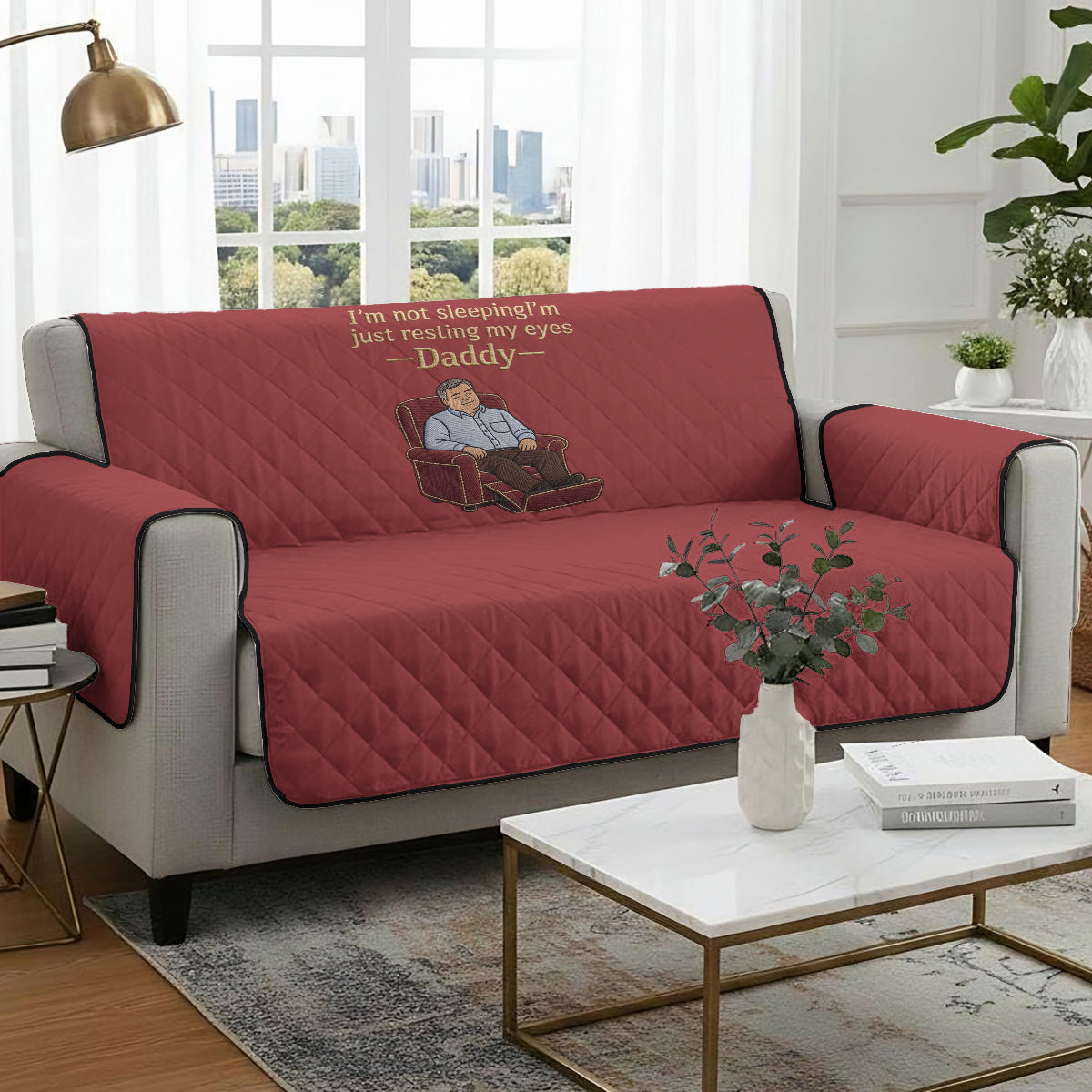 Augenblick der Ruhe - Personalisierte Vater Steppsofa/Couchbezug