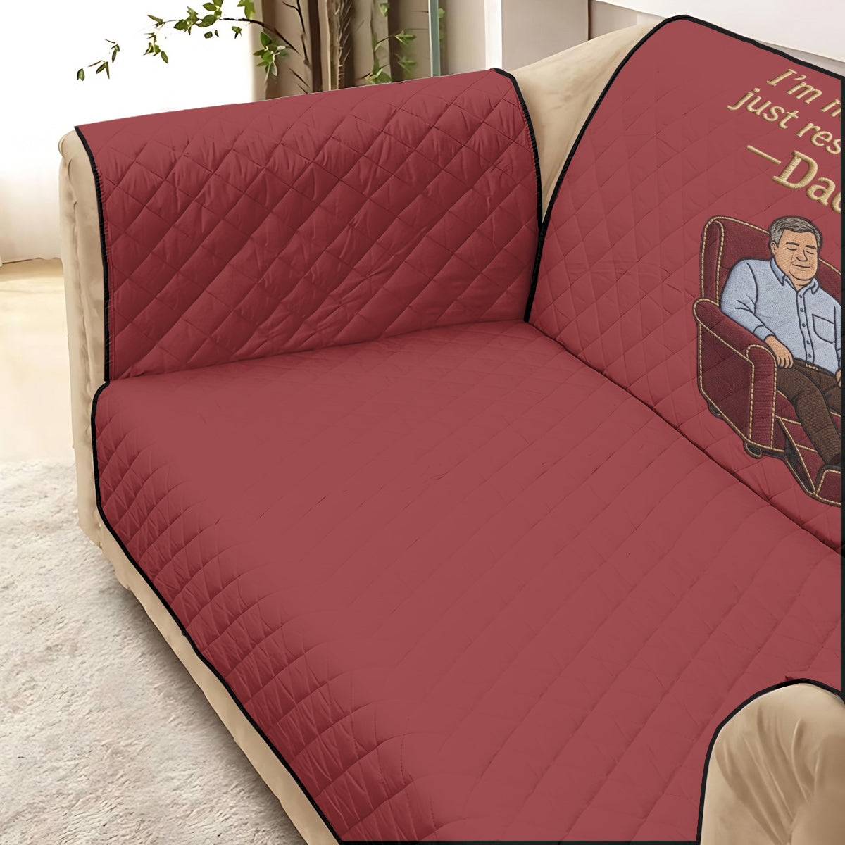 Augenblick der Ruhe - Personalisierte Vater Steppsofa/Couchbezug