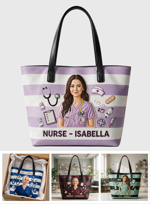 Pflege ist eine Herzensangelegenheit - Personalisierte Krankenschwester-Lederhandtasche