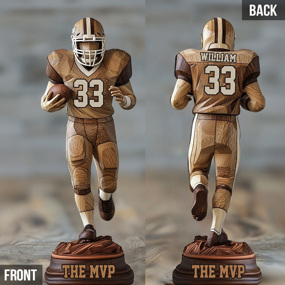 Gift For Football MVP, Gift For Football Son - Personalized Football Custom Shaped Wood Plaque