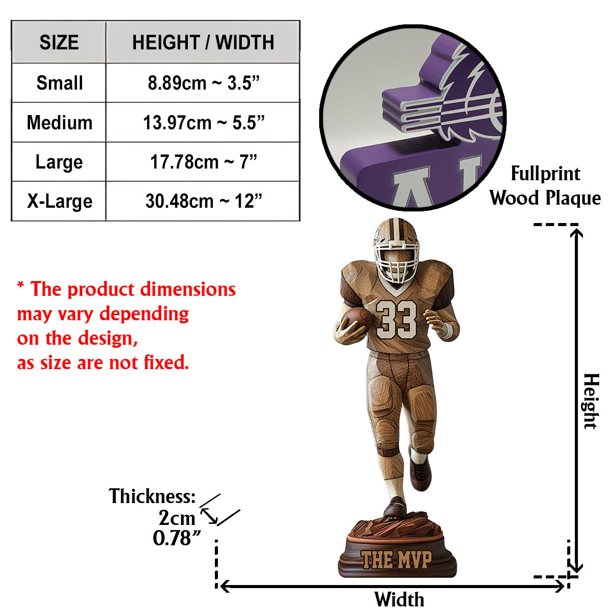 Gift For Football MVP, Gift For Football Son - Personalized Football Custom Shaped Wood Plaque