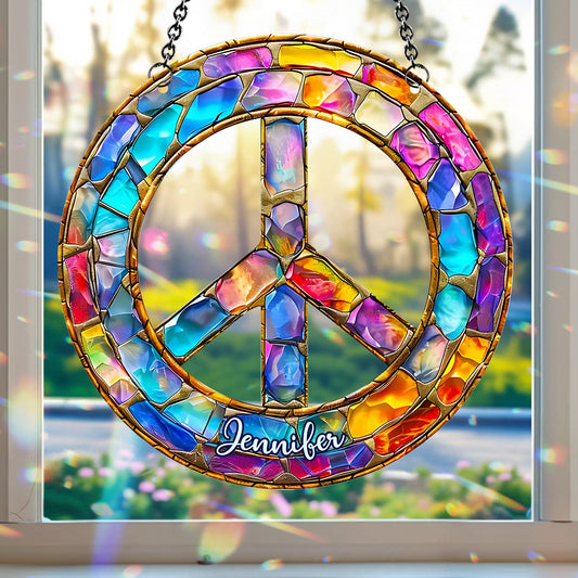 Hippie-Seele – Personalisierter Hippie-Fensterhänger-Sonnenfänger 