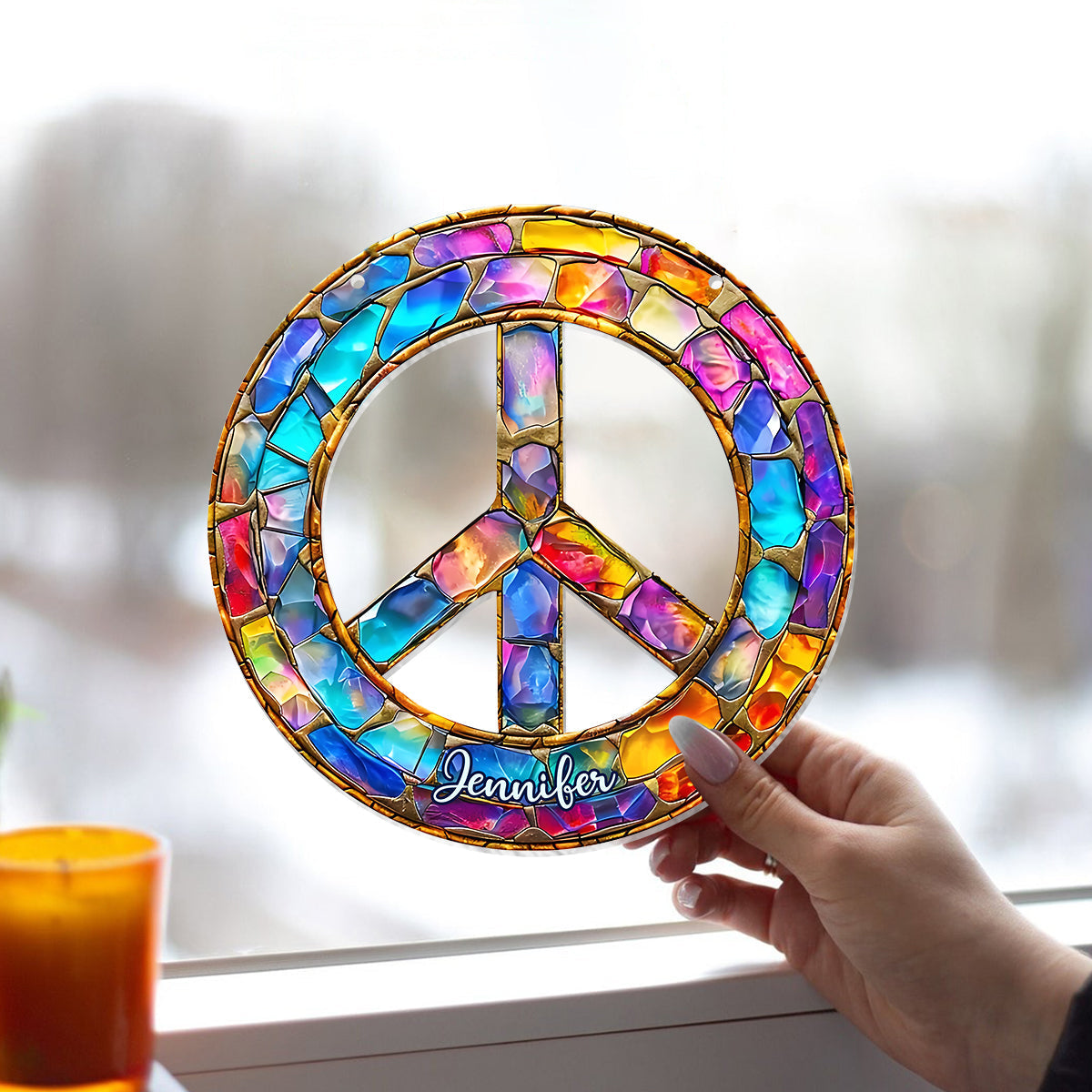 Hippy Soul - Personalized Hippie Window Hanging Suncatcher Ornament