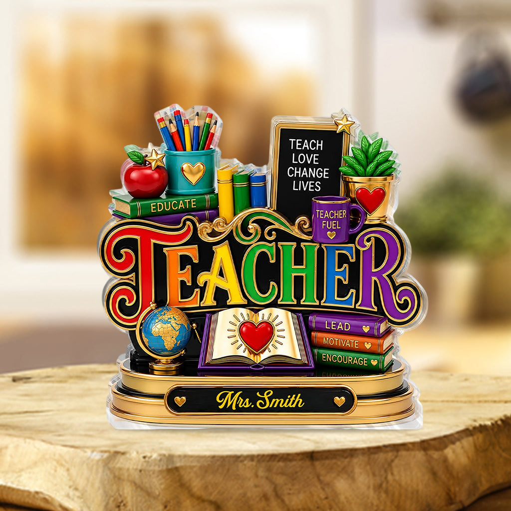 Back To School - Personalized Teacher Custom Shaped Acrylic Plaque