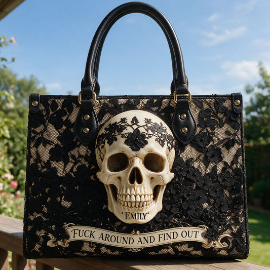 Entdecken - Personalisierte Skull Lederhandtasche