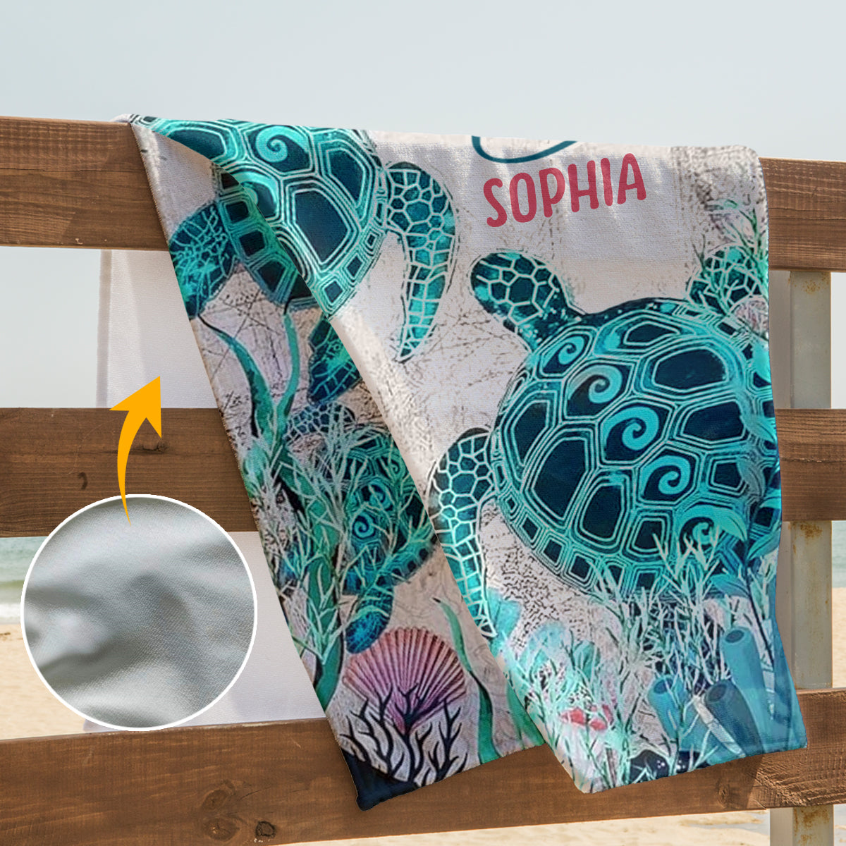 Salty Lil' Beach - Personalized Turtle Quick-dry Beach Towel/ Bath Towel