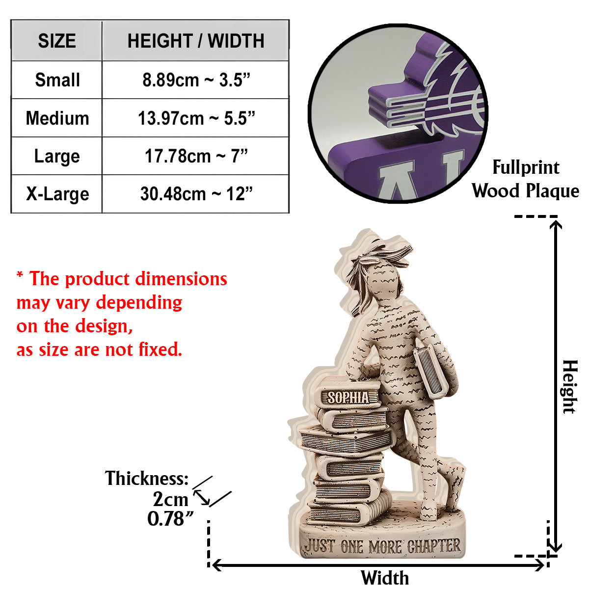 Nur noch ein Kapitel – personalisierte Buchplakette aus Holz in individueller Form