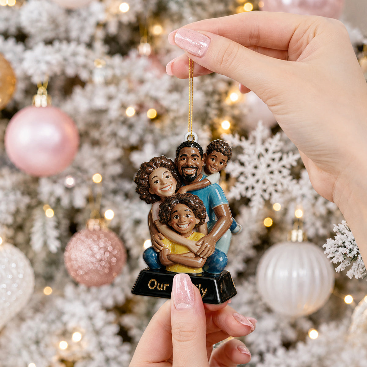 Merry Christmas - Personalized Family Custom Shape Ceramic Ornament