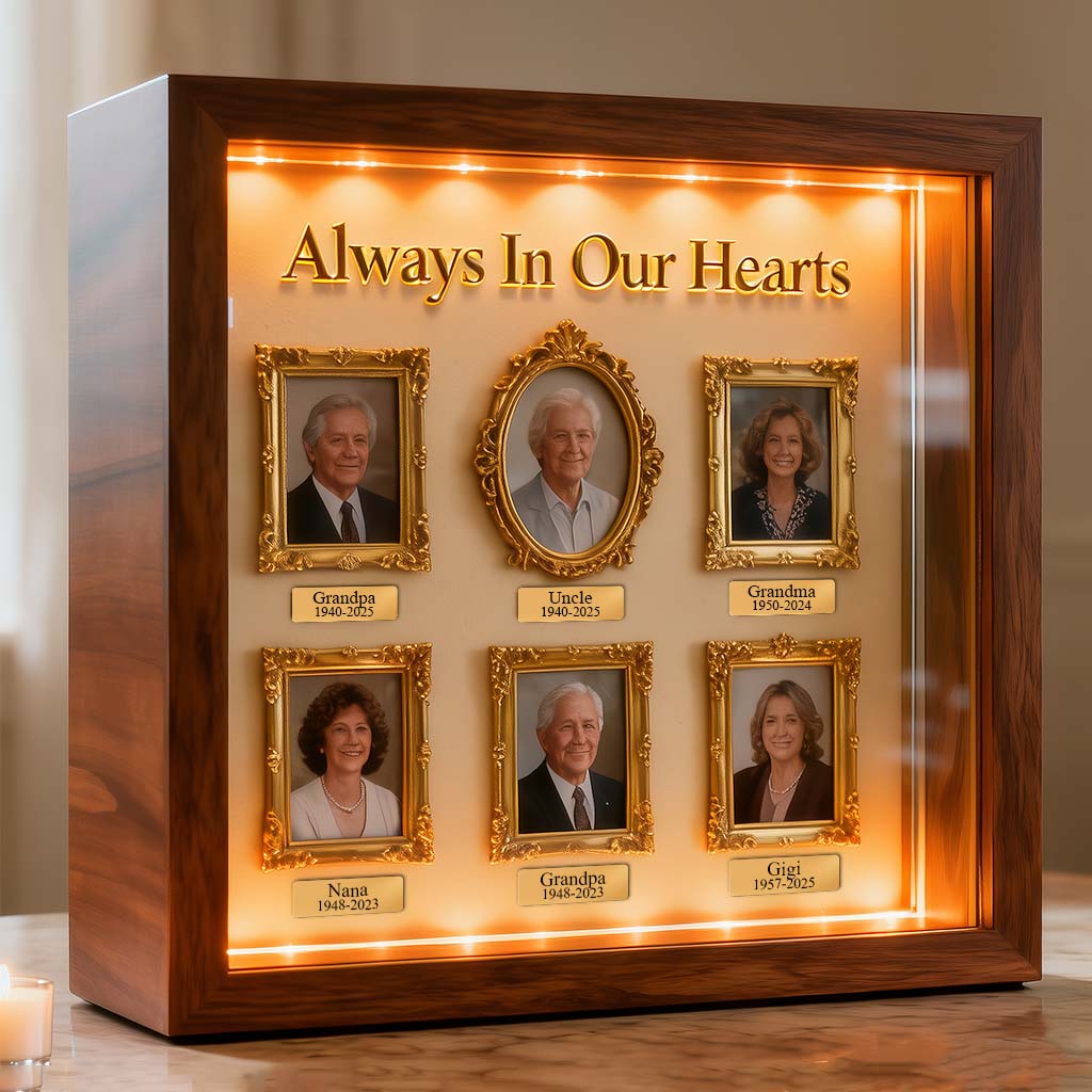 Forever In Our Hearts - Personalized Memorial Wooden Frame LED Light