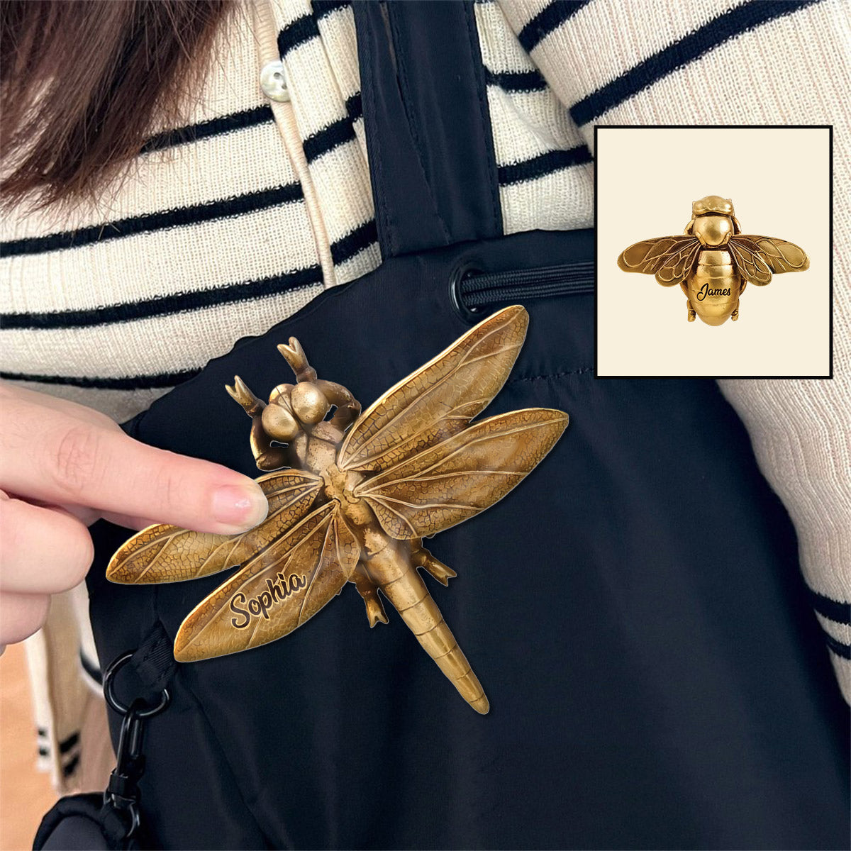 Und ich denke mir: Was für eine wundervolle Welt! – Ich liebe Libellen – Personalisierte Libellen-Anstecknadel