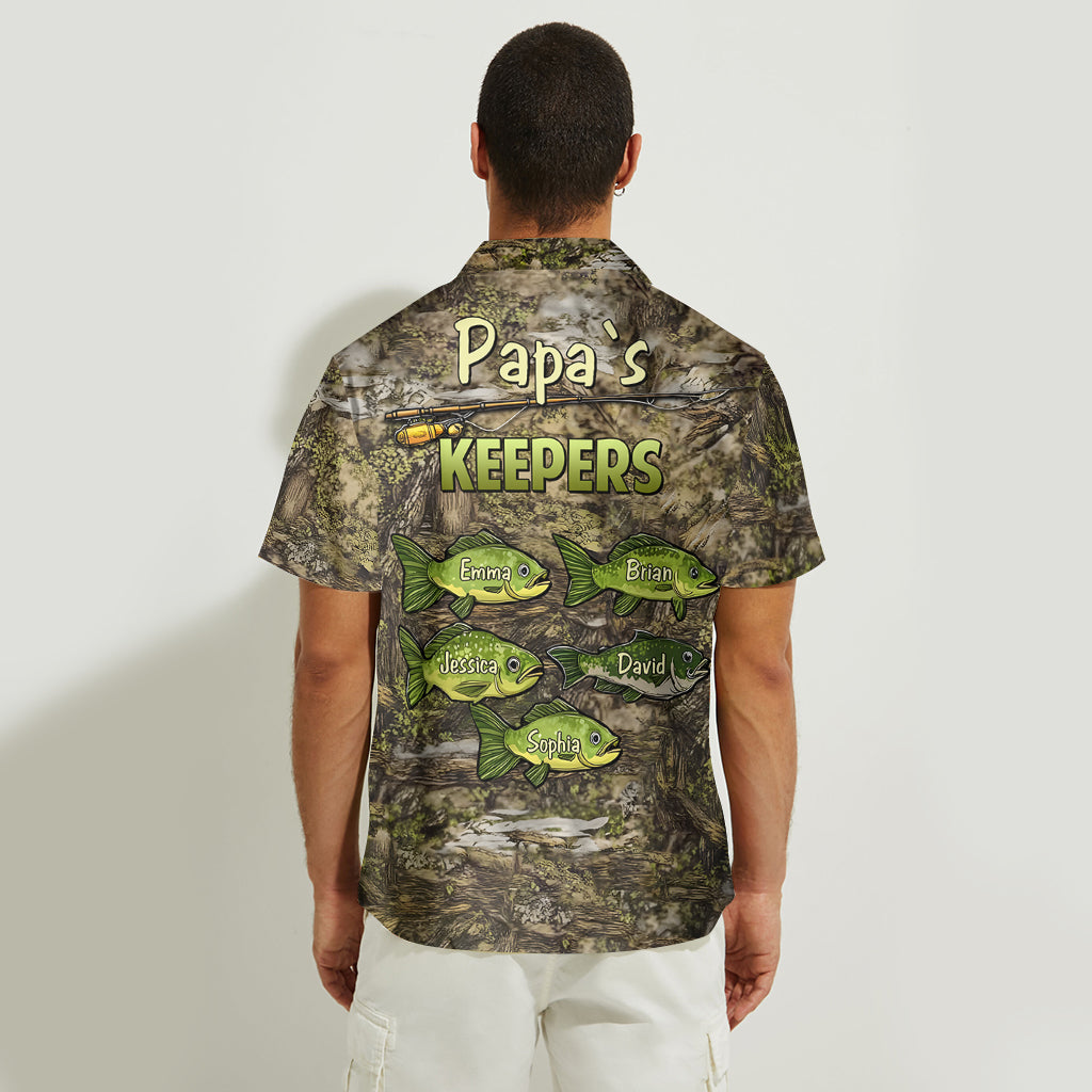 Papa‘s Keepers Camouflage Pattern Fishing - Personalized Fishing Hawaiian Shirt