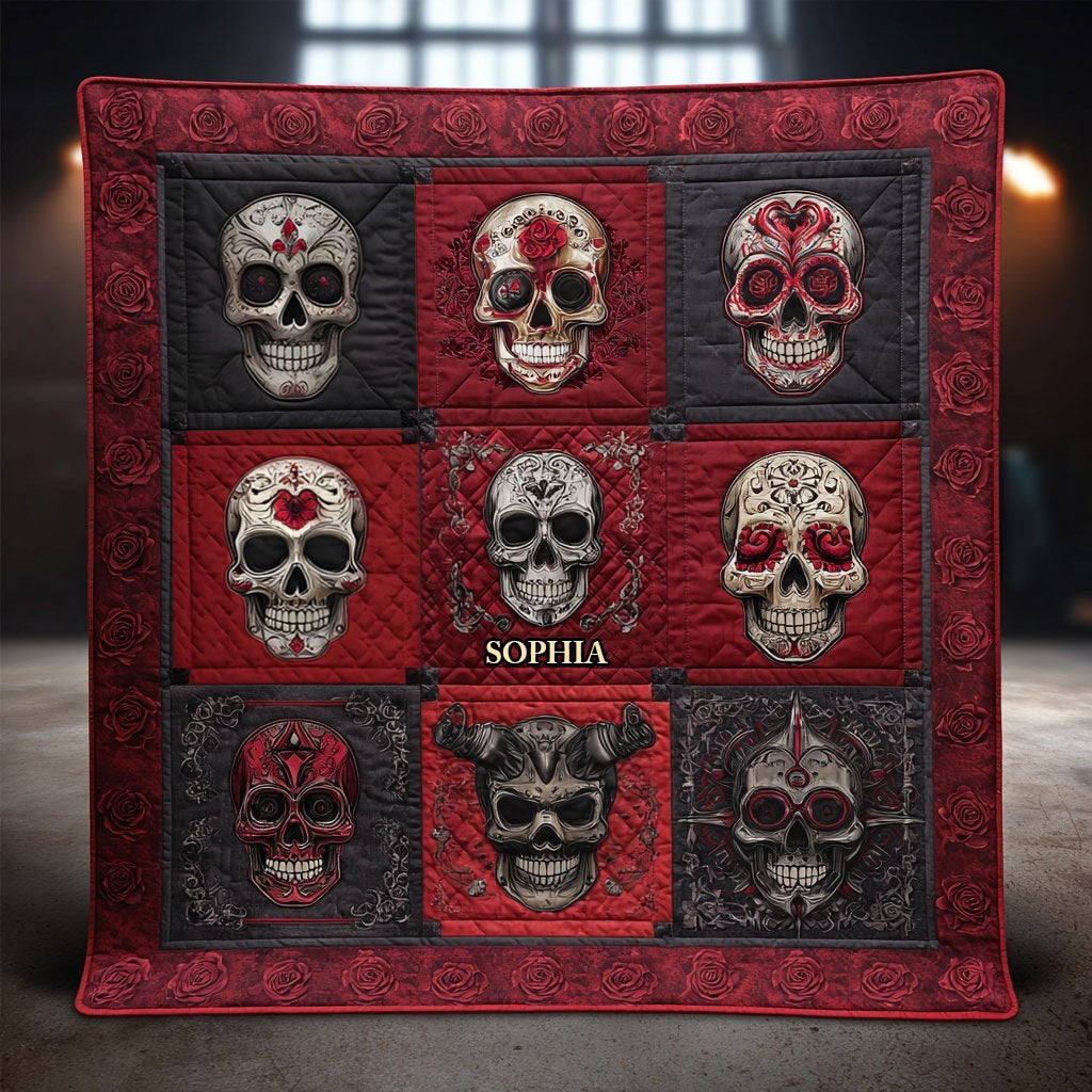 Skull And Rose - Personalized Skull Blanket