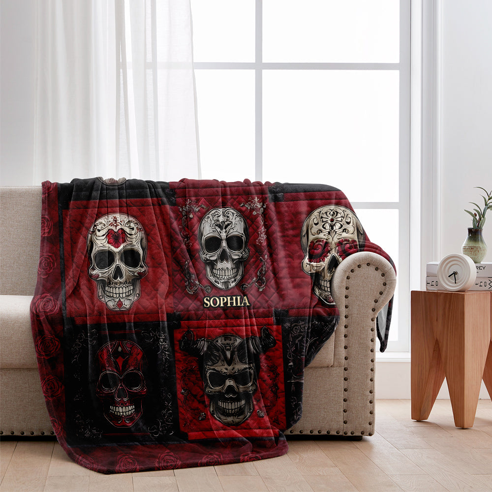 Skull And Rose - Personalized Skull Blanket