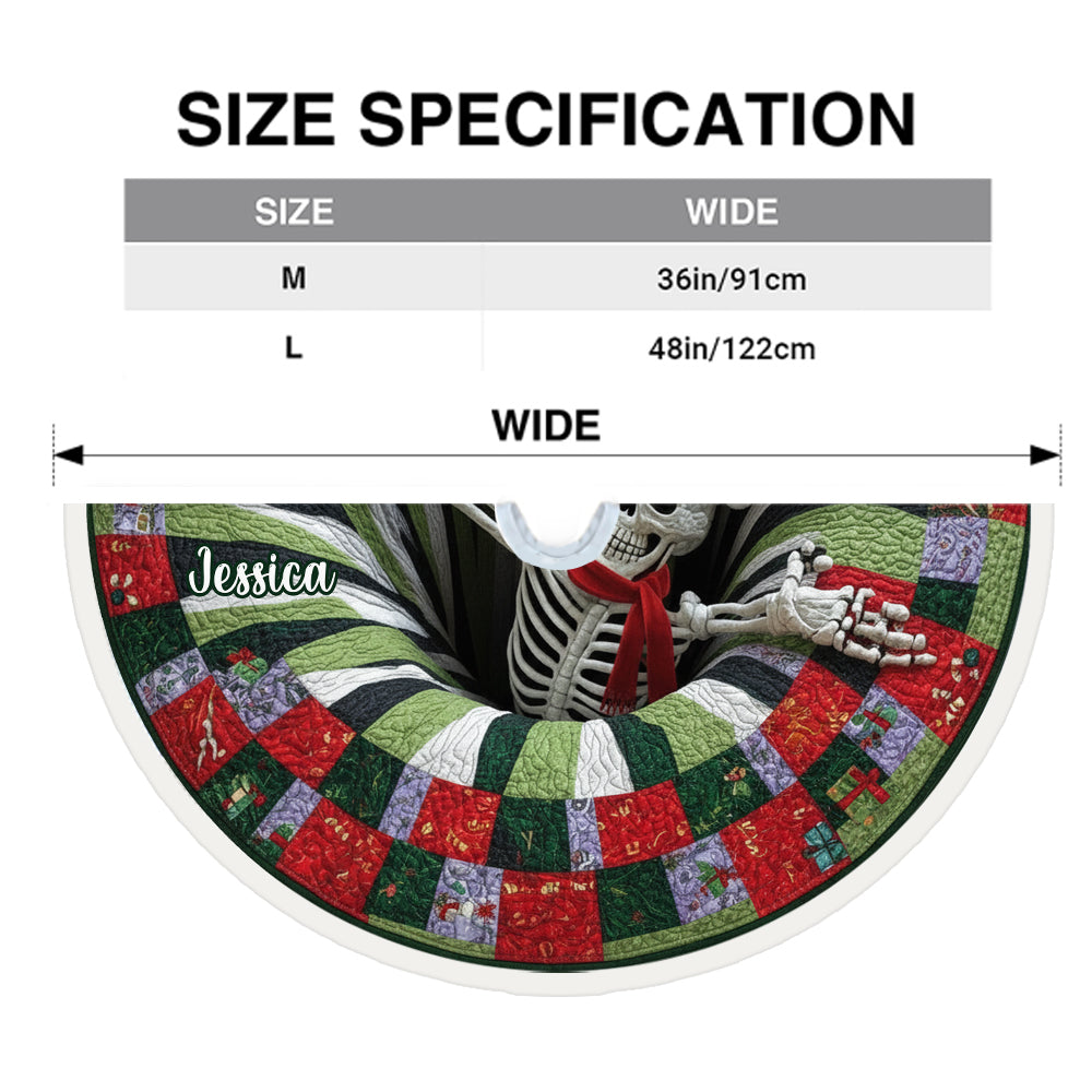 Skull Xmas Quilt Design - Personalized Skull Tree Skirt
