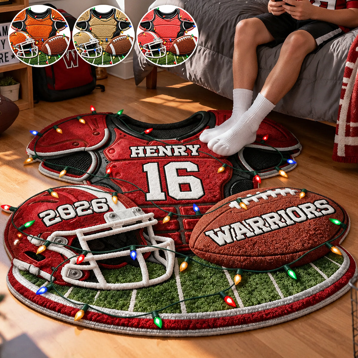 Weihnachtsfußball - Personalisierter rutschfester Teppich