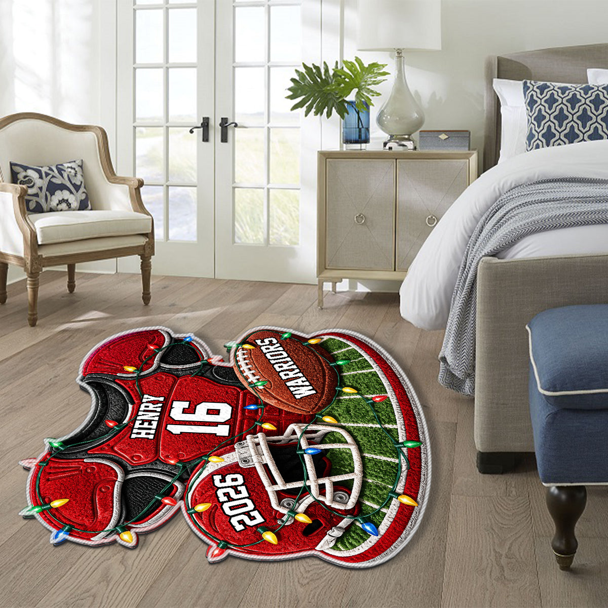 Weihnachtsfußball - Personalisierter rutschfester Teppich