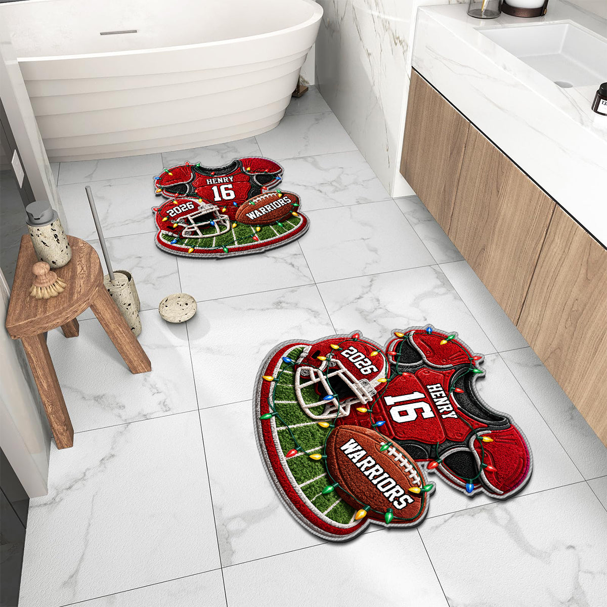 Weihnachtsfußball - Personalisierter rutschfester Teppich