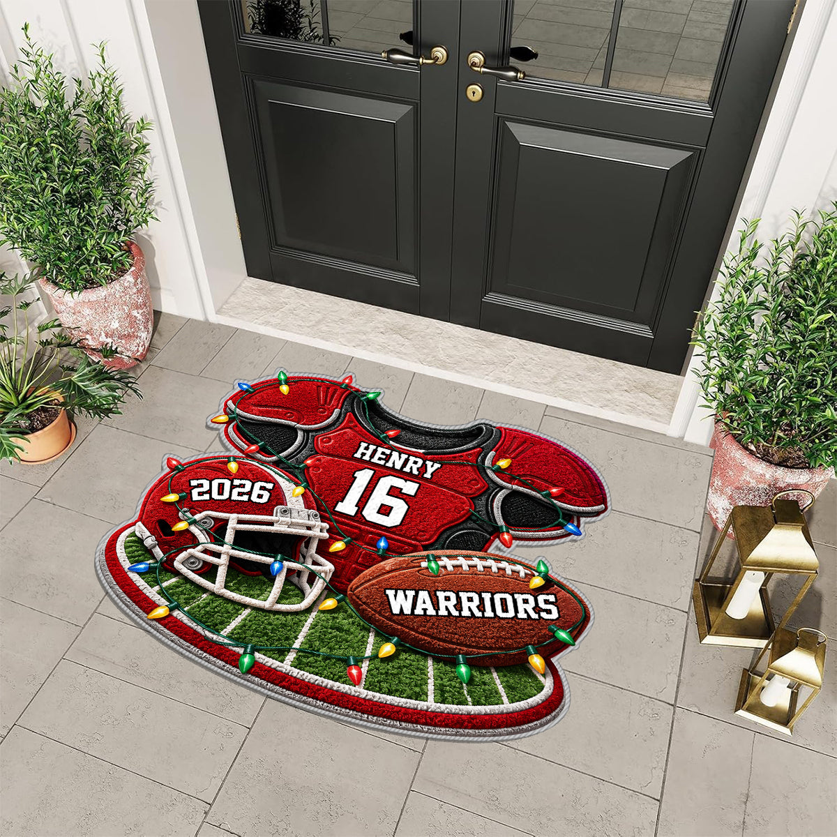 Weihnachtsfußball - Personalisierter rutschfester Teppich
